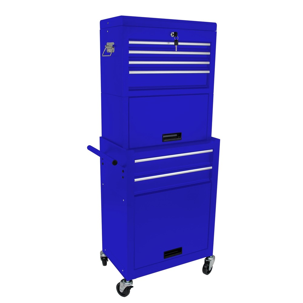 Heavy-Duty 6-Drawer Rolling Tool Chest with Wheels – Blue Storage Solution