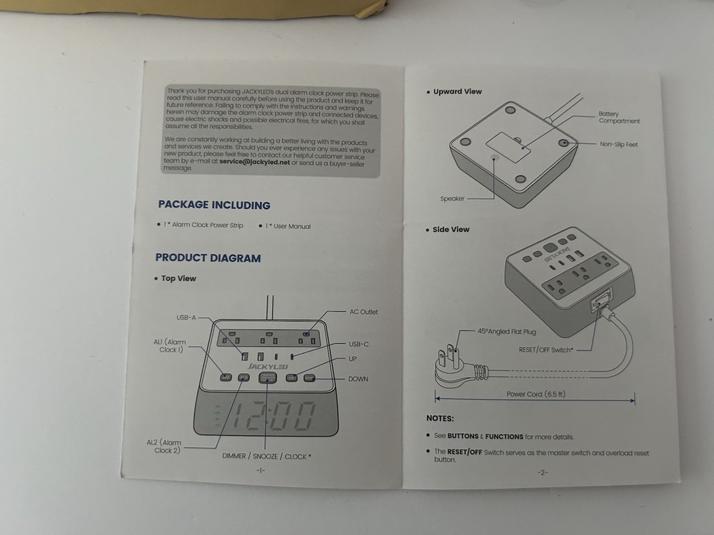 Jackyled Alarm Clock Power Strip
