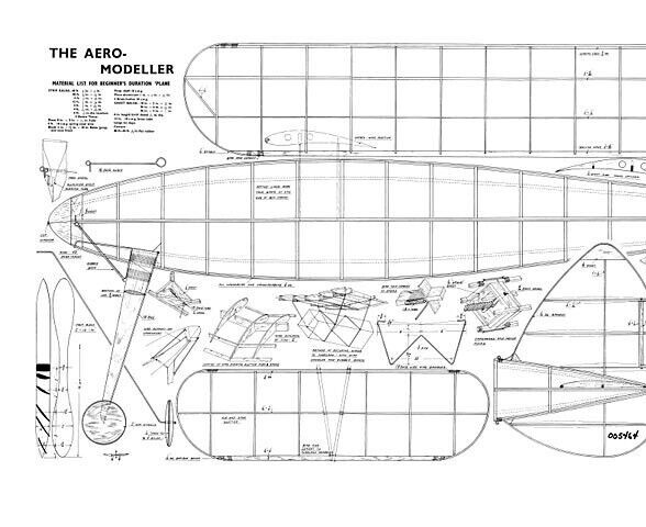 Beginners Duration 43" Wingspan R/C Model Airplane Printed Plans &Templates