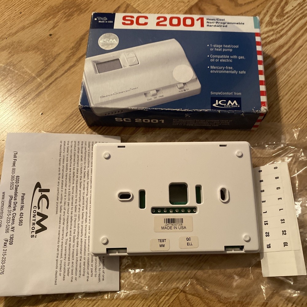 SC2001 ICM Controls Heat/Cool Non-Programmable Thermostat ~ New Open Box