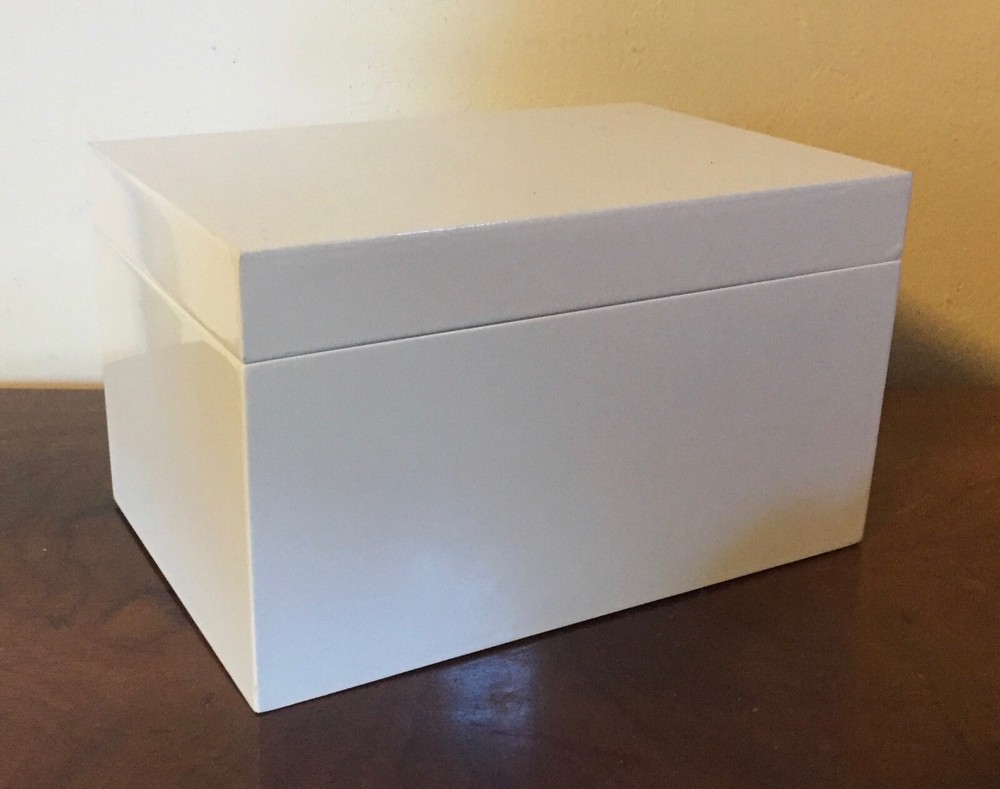 Mid-Century Modern MCM White Acrylic Rectangular Storage Trinket Desk Box Cover