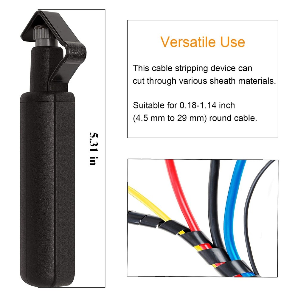 Round Cable Stripper Tool with Adjustable Cutting Depth Jacket Slitter