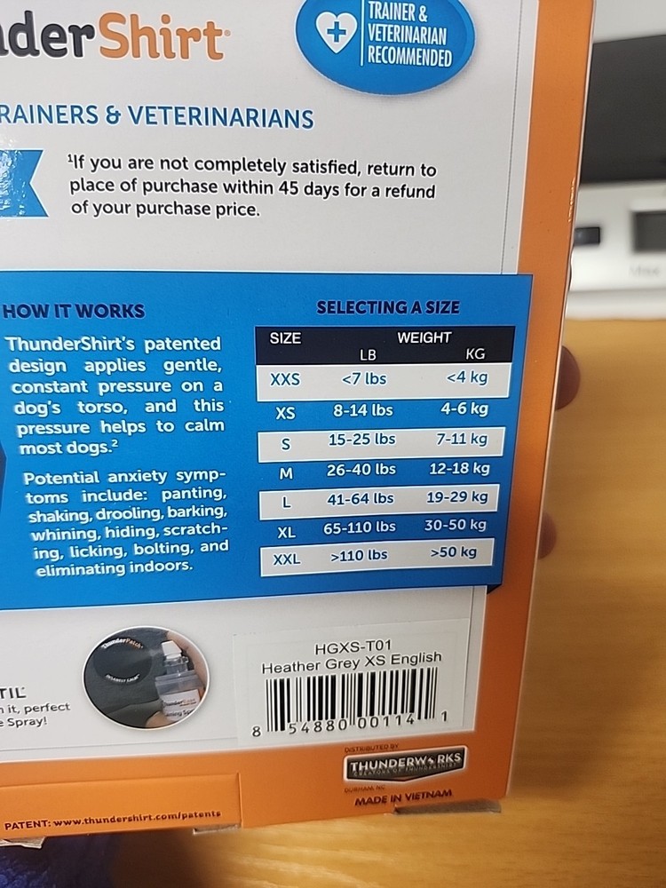 ThunderShirt For XS Size Dogs Vest - Grey