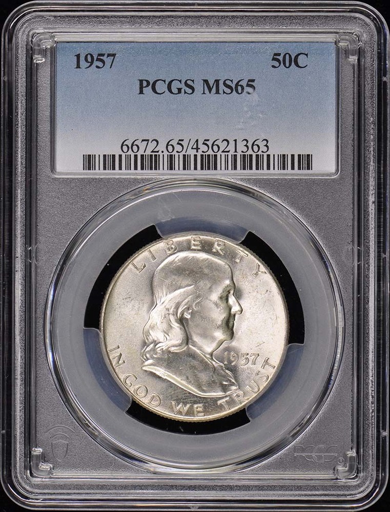 1957 50C Franklin Half Dollar PCGS MS65