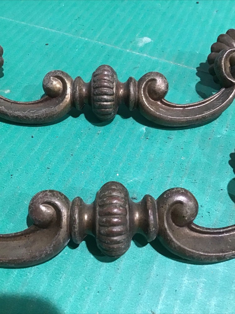 (2) Original Bernhardt Heavy Cast Brass Drop Bail Drawer Pull BS1 40079 Handle