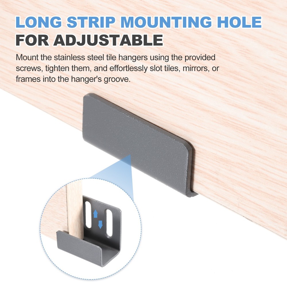 10 pcs adjustable hooks tiles, grey, int.10mm (3/8")