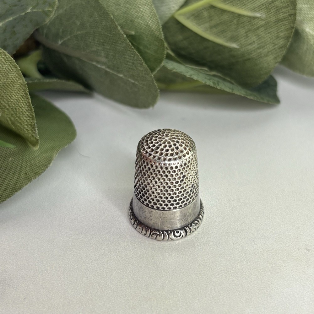 Antique Ketcham & McDougall Sterling Silver MKD Etched Pattern Thimble Vintage