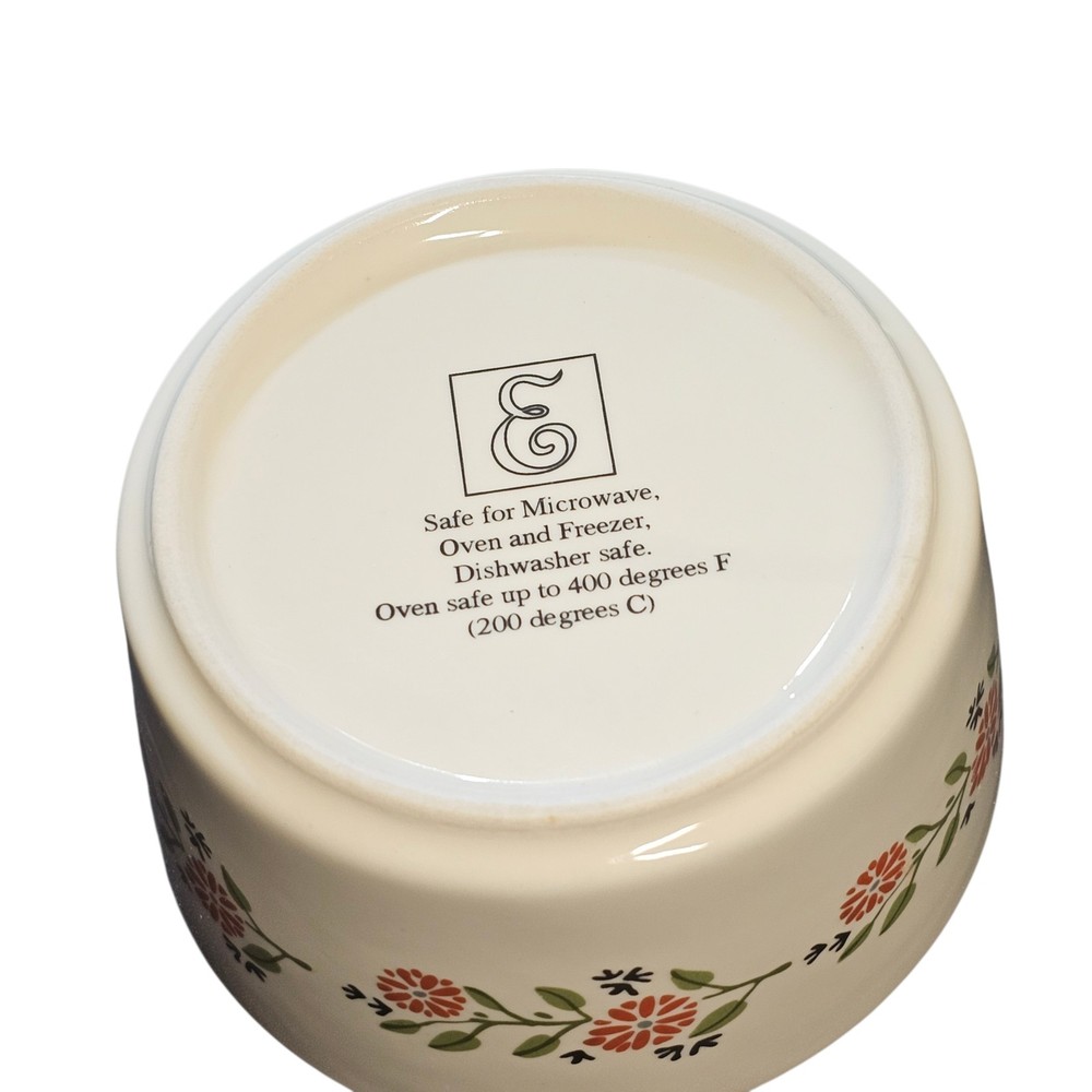 Ceramic Ramekin Baking Dish Red Floral Pattern Oven Microwave Dishwasher Safe