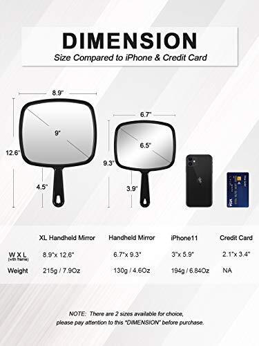 Handheld Vanity Mirror with Handle & Hanging Hole for Travel Desk Makeup
