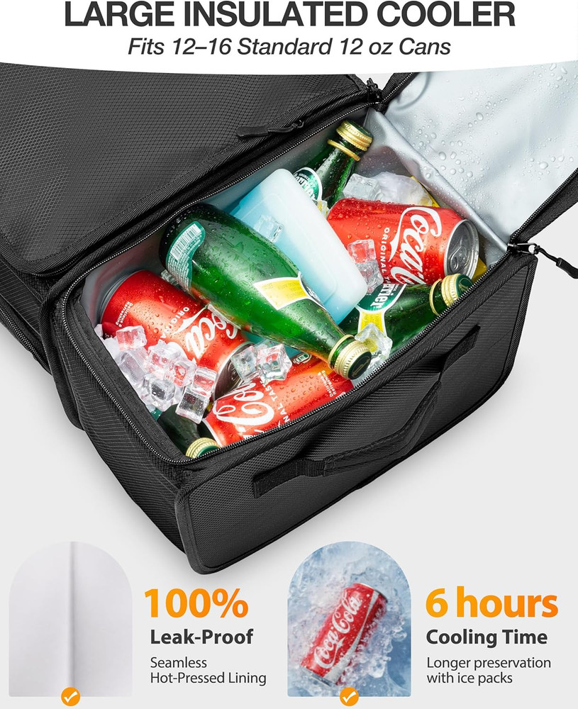 Golf Trunk Organizer with Built-In Hard Frame & Insulated Cooler Compartment, Ve