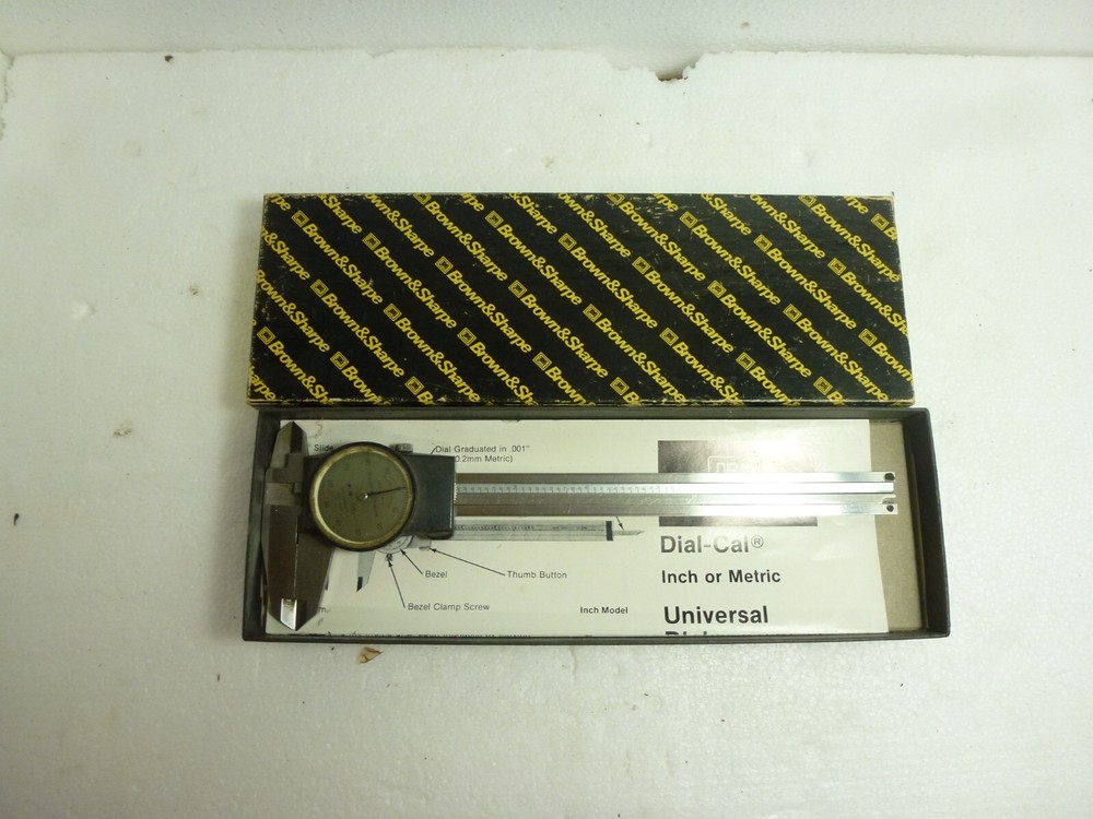 Vintage Brown & Sharp Dial Veneer Caliper w/ Original Box, Instructions