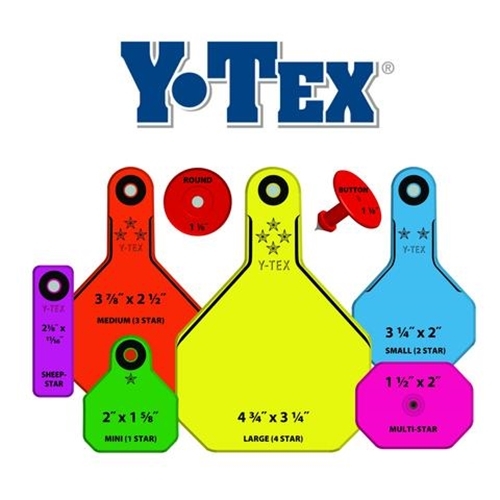Y-Tex Medium 3* Livestock Identification Tags - Blank Black 25ct Pkg