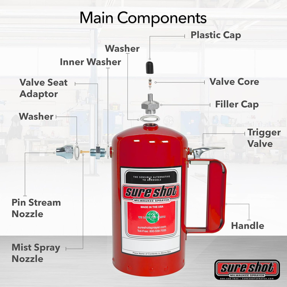 A1000R 1 Quart Enameled Steel Sprayer, Red