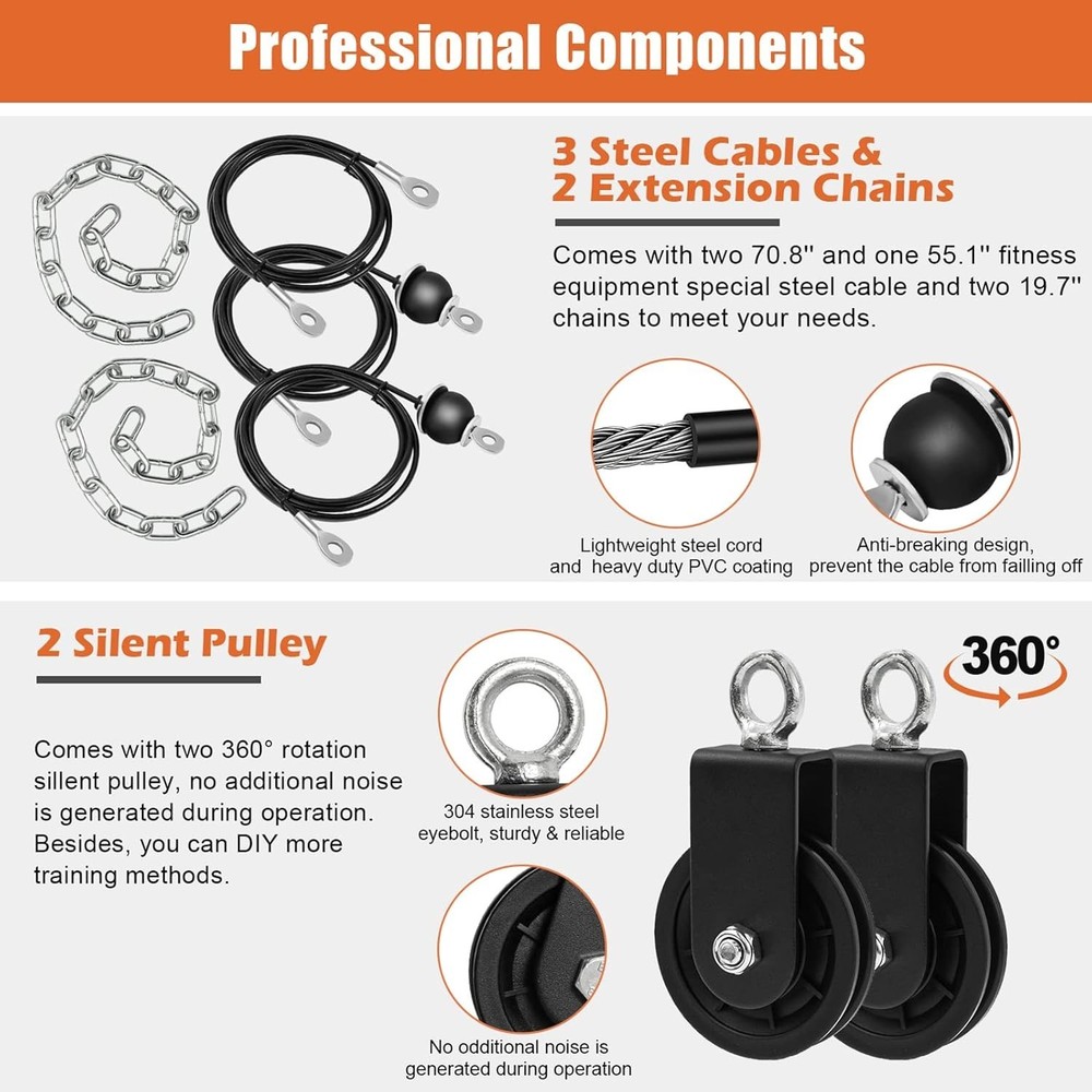 Home Gym Pulley System Tricep Workout Lat Pulldown Weight Cable for Squat Rack