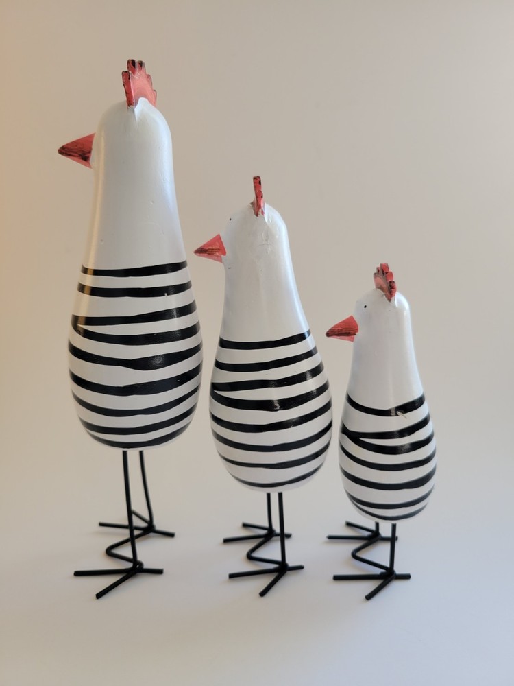 Set Of 3 Funky Chicken Figures