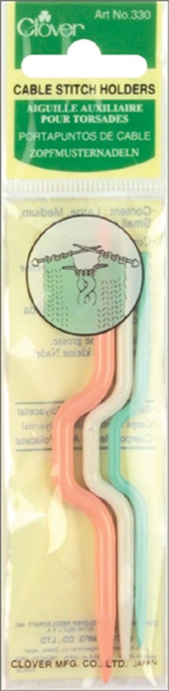 Clover 330-RC Cable Stitch Holders-3.5" 3/Pkg - Small, Medium & Large