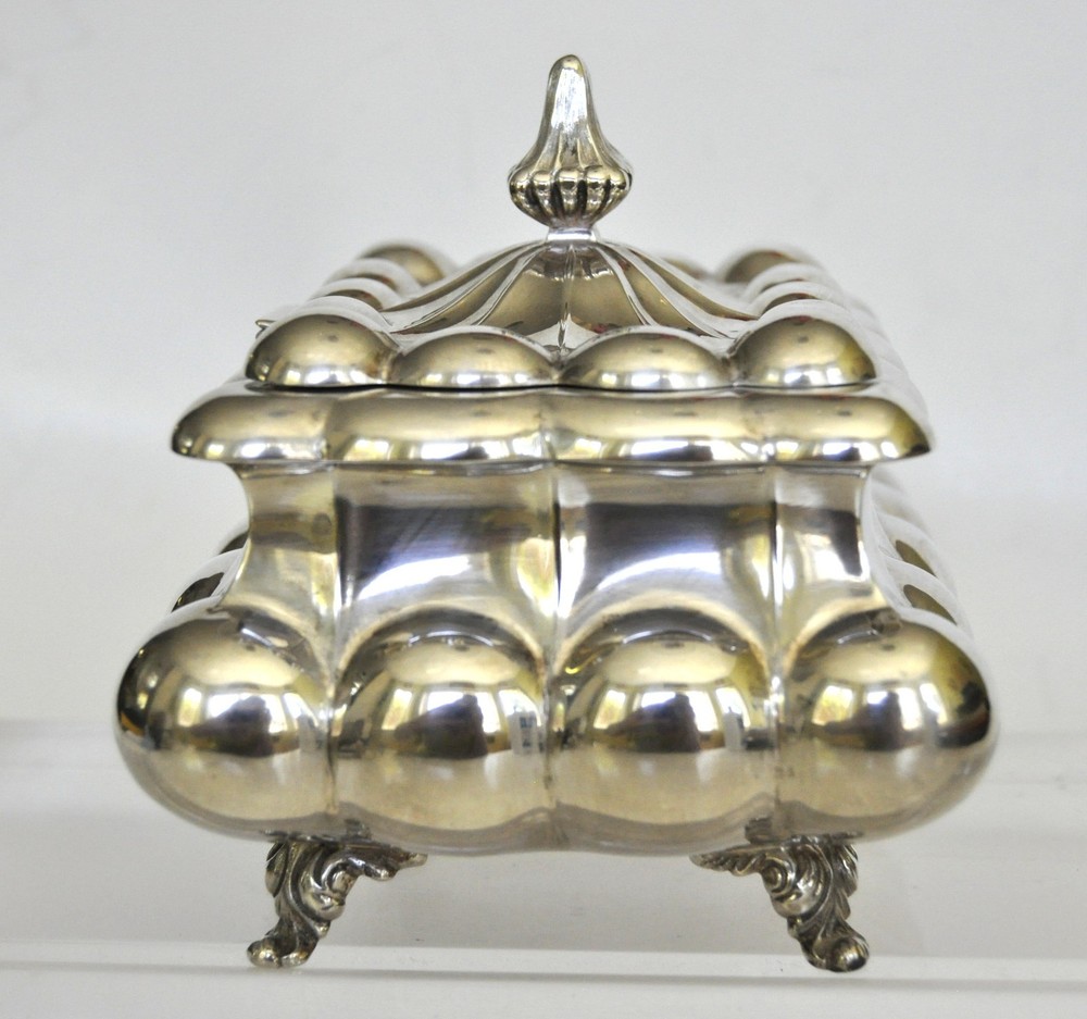 Vtg. 835 sterling silver bombe-shaped lidded box