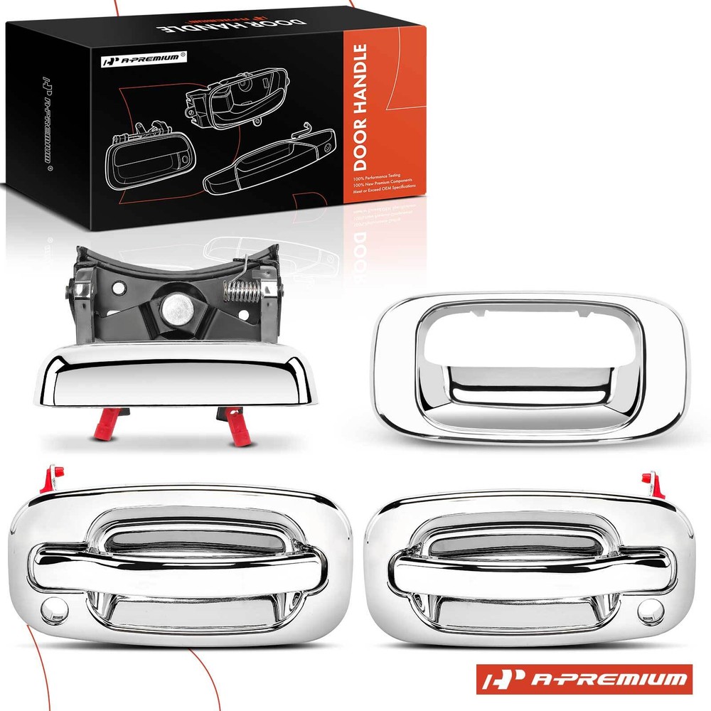 3Pcs Chrome Front & Tailgate Exterior Door Handle for Chevy Silverado GMC Sierra