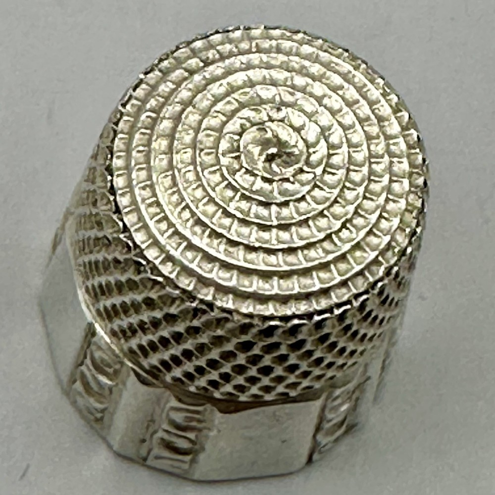 Simons Bros Sterling Silver Thimble Eight Sided Scroll Paneled Signed Size 10