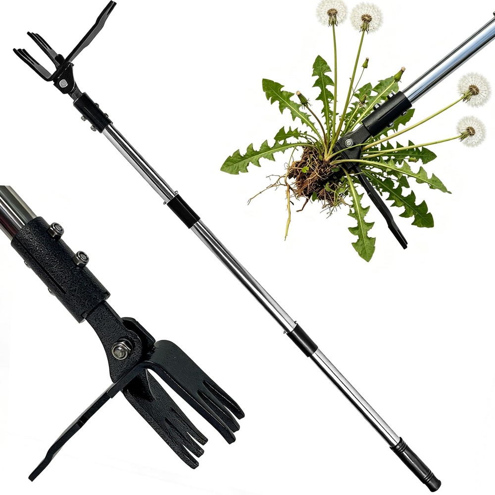 Weed Puller Tool, Stand Up Weed Puller with Stainless Steel Long Handle, 6-Cl...