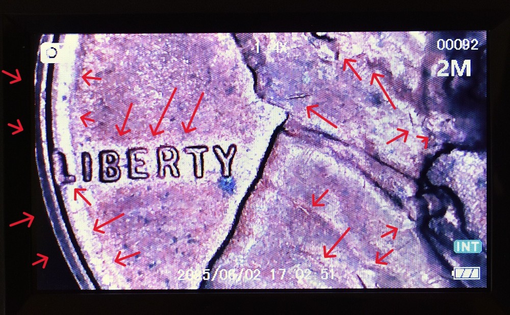 1949 D Penny Error Red Mint State Multi Error Double Die, Cracks Collar Filled D