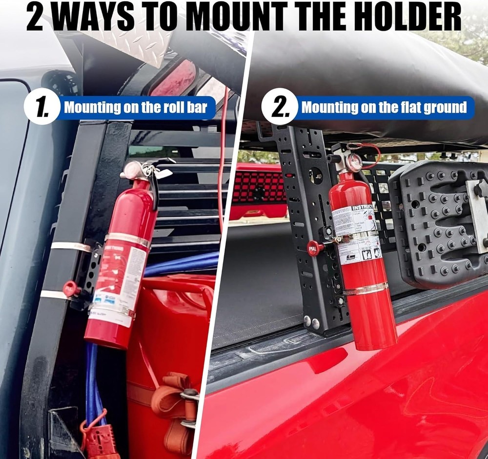 Aluminum Fire Extinguisher Mount Bracket Kit Adjustable Quick Release Roll Ba...