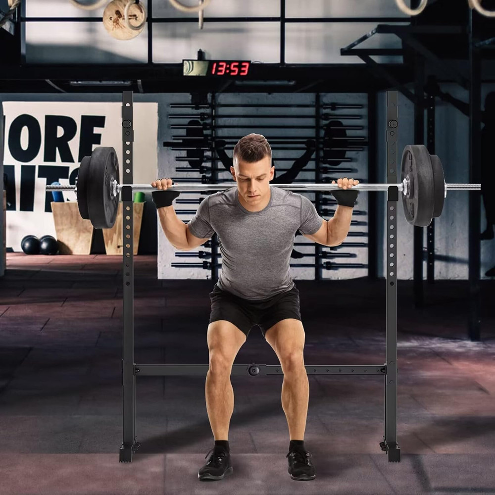 Uboway Barbell Rack Squat Stand Adjustable Bench Press Rack 550LBS Max Load Mult