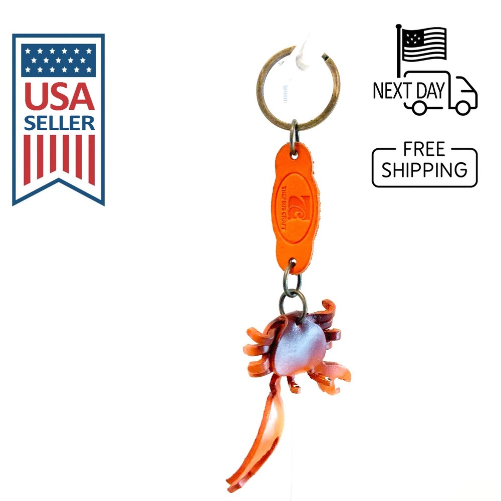 Crab Handmade Leather Keyring #1