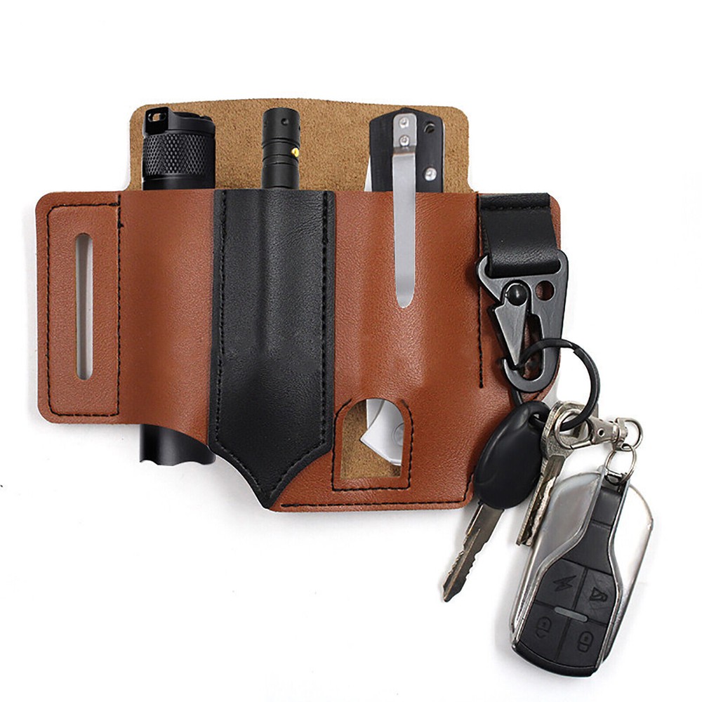 Leather Storage Waist Bag Sheath Multi-function Tool Organizer Pouch Pen Case
