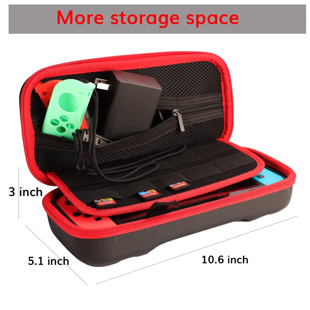 Switch OLED Accessories Kit - Game Bundle, Wheel, Caps, Case, Protector