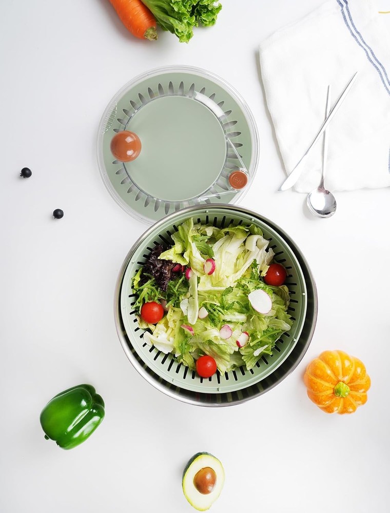 Stainless Steel Salad Spinner with Drain Function