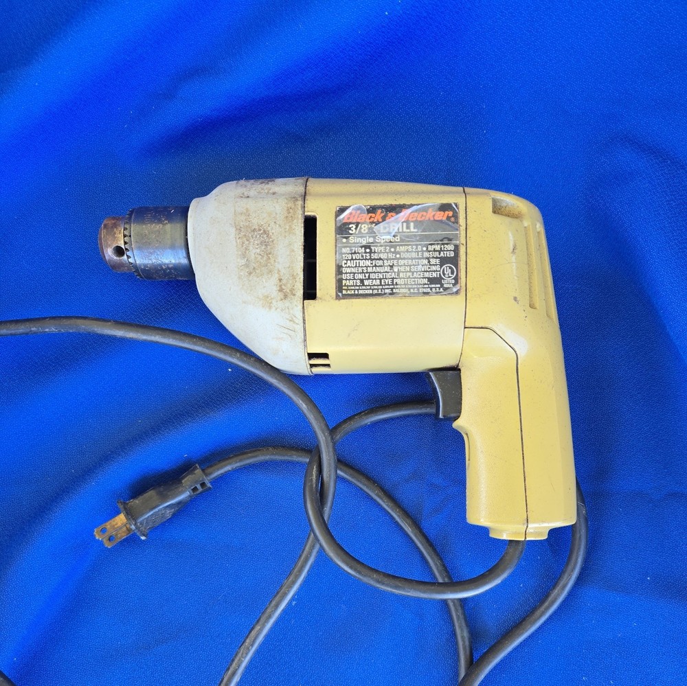 Black & Decker 7104 Type 1 Yellow 3/8" Corded Drill Double Insulated