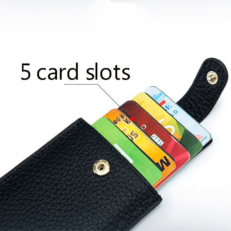 Safe RFID Leather Minimalist Slim Wallets Multi Card Holder Purse with Pull Tab