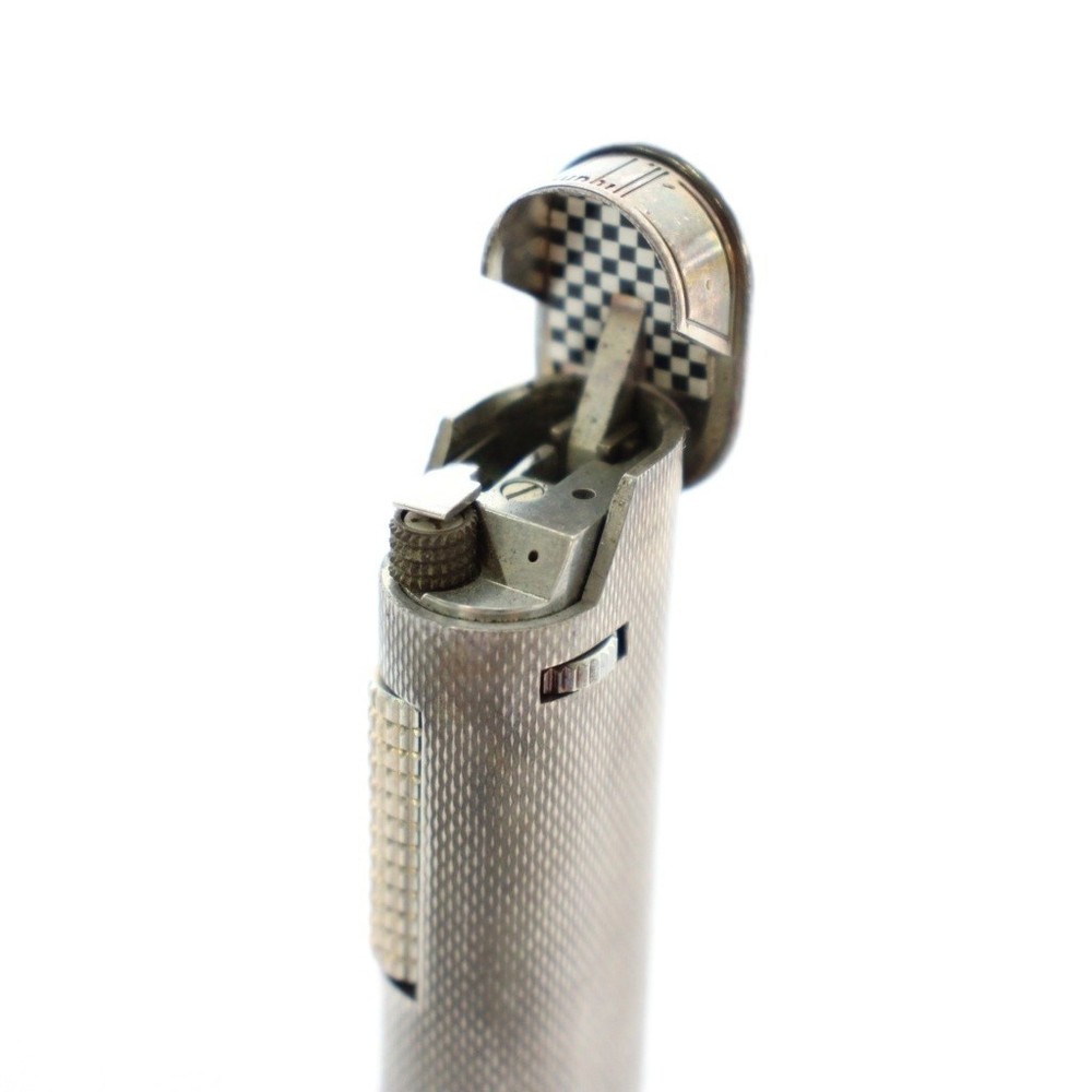 Dunhill Gas Lighter Slim Silver Oval Roller Cigarette Used