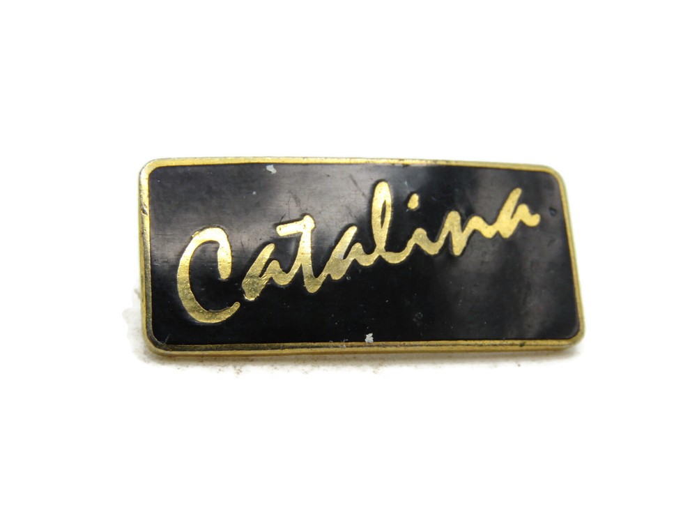 Catalina Lettered Pin Black Background & Gold Tone