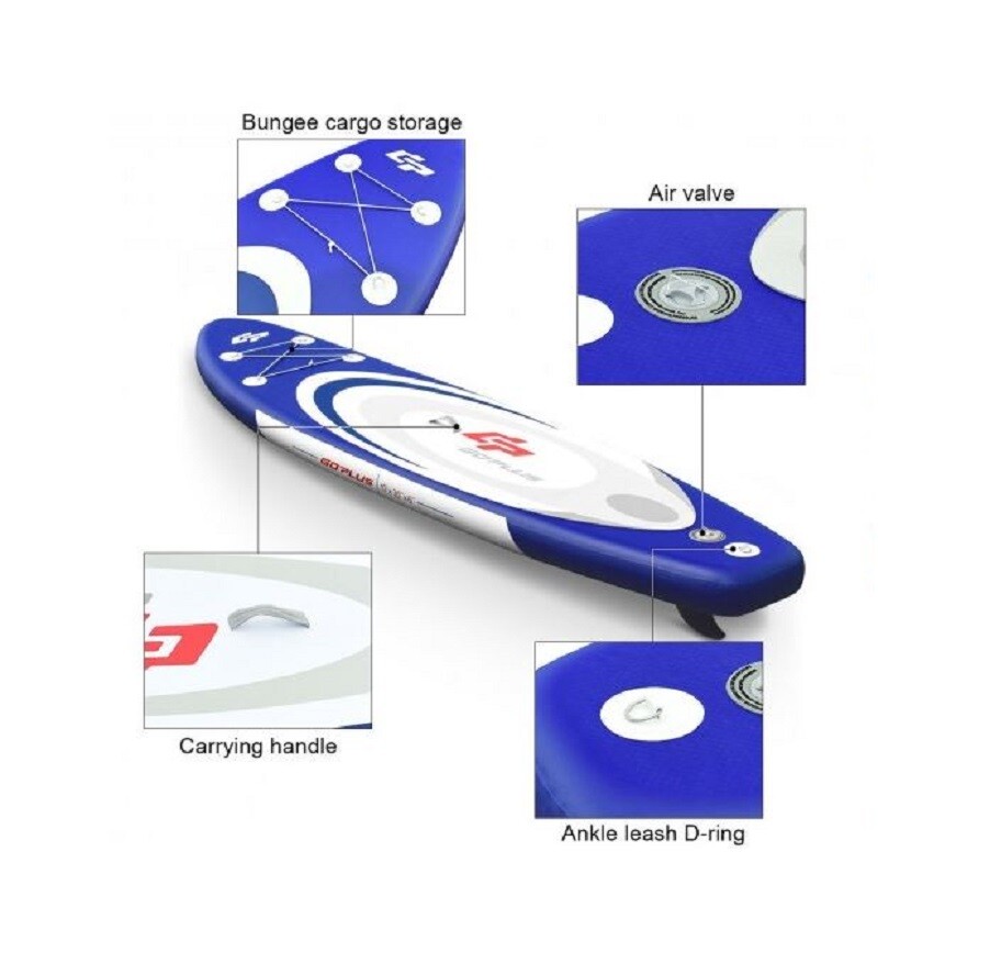 Blue & White 10' Inflatable Paddle Board / Surfboard SUP with Adjustable Paddle