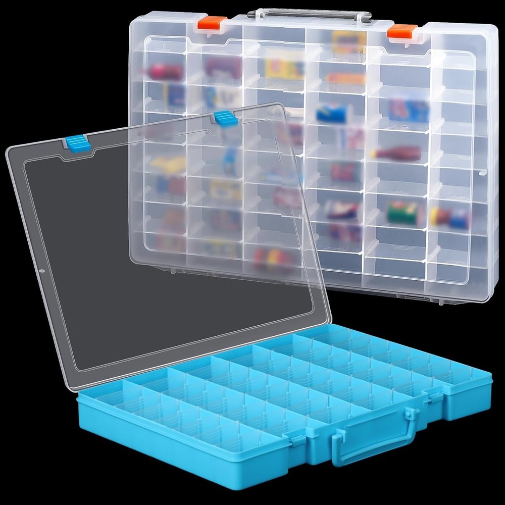 2 Pcs Large 48 Grids Plastic Storage Bead Organizer Box Tackle Box Compartment