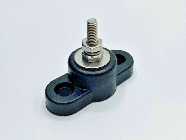 Black Junction Block Power Post Insulated Terminal #10 Stud Stainless