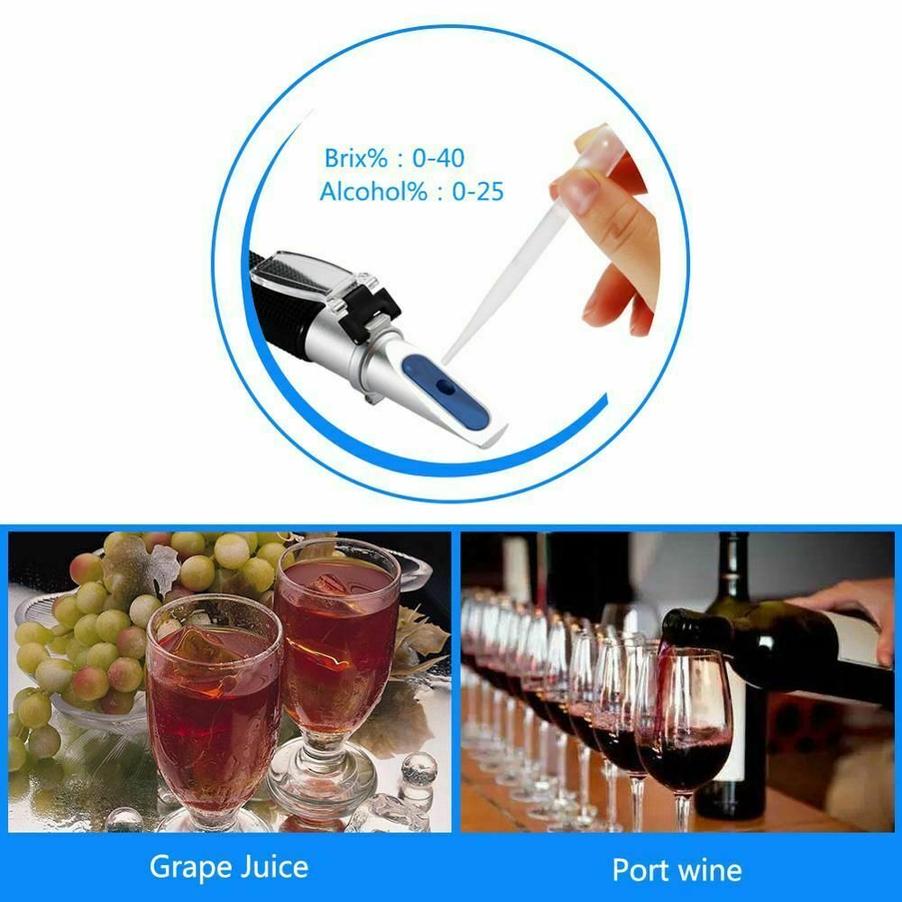 Grape Wine Refractometer Brix 0-40% Vol 0-25% Dual Scale Refractometer Tester US