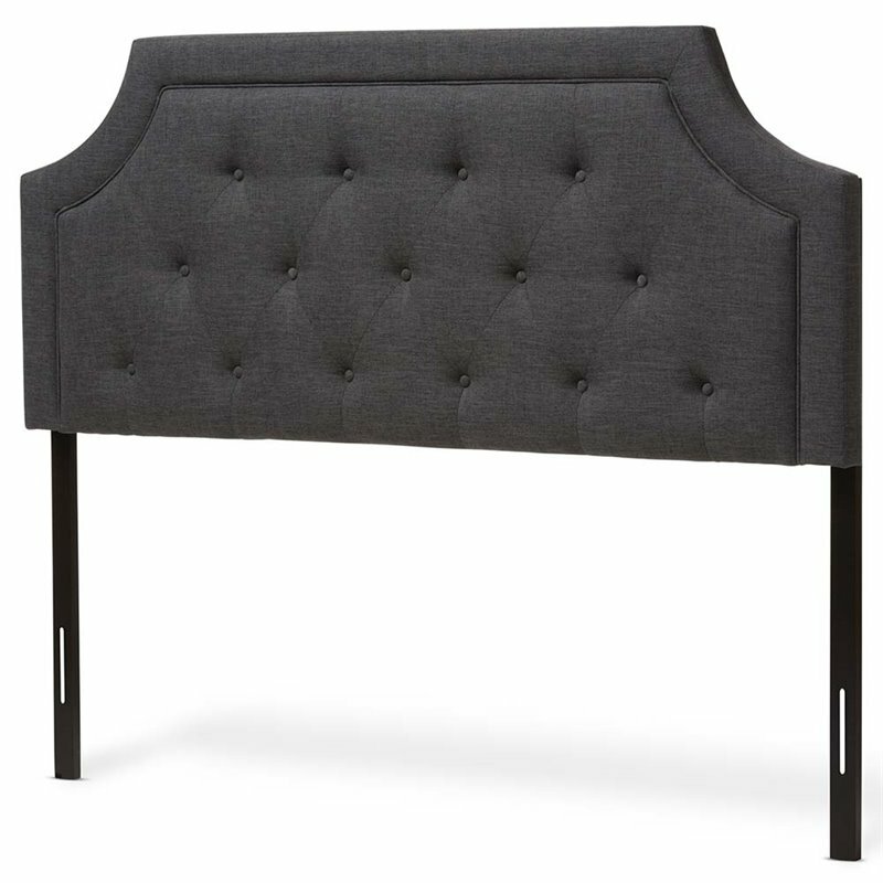 Baxton Studio Mars Fabric Tufted Full Headboard in Dark Gray
