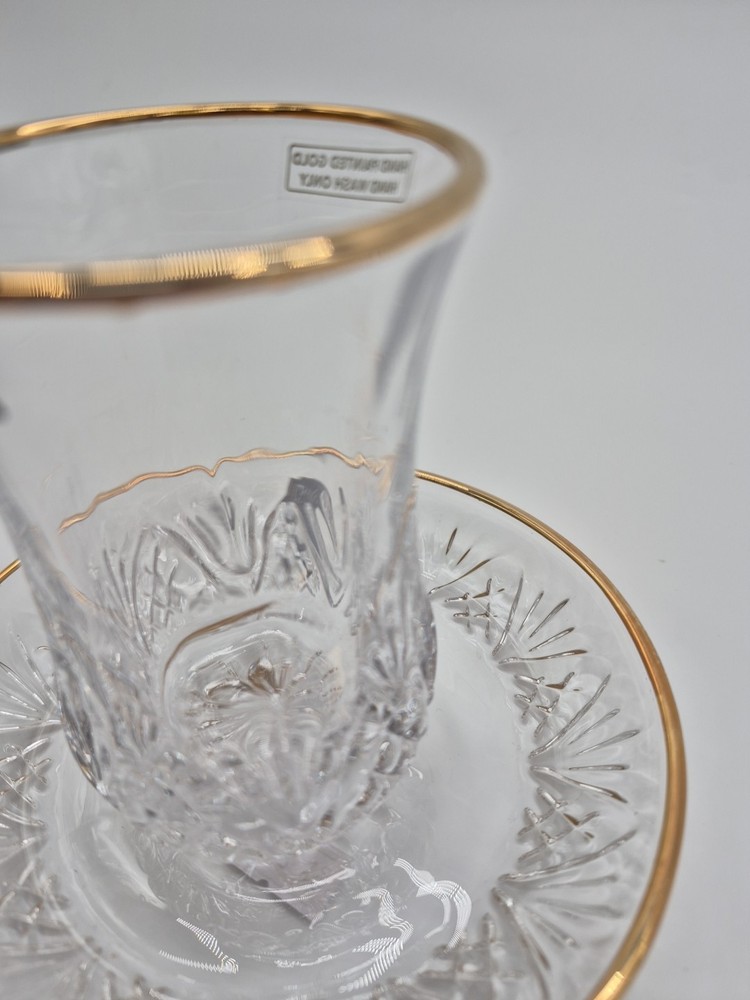 Dublin Crystal Gold Rim Kiddush Set