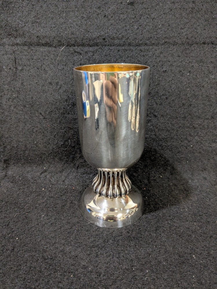 Modernist Sterling Silver Kiddush Cup 5" Tall