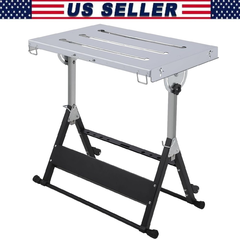 Welding Table 44"x21" 500LBS Folding Workbench Table Portable Adjustable Height