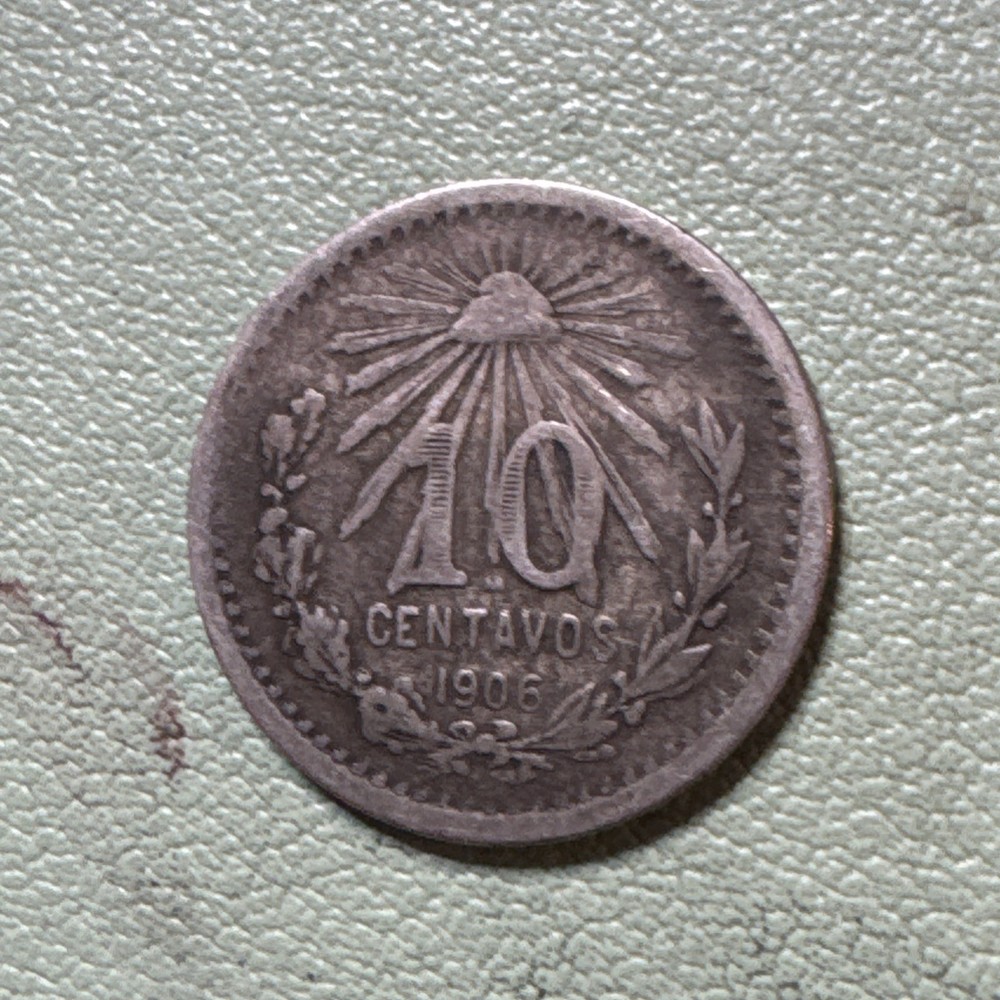 Mexico - 1906 Silver 10 Centavos Eagle Snake Reverse