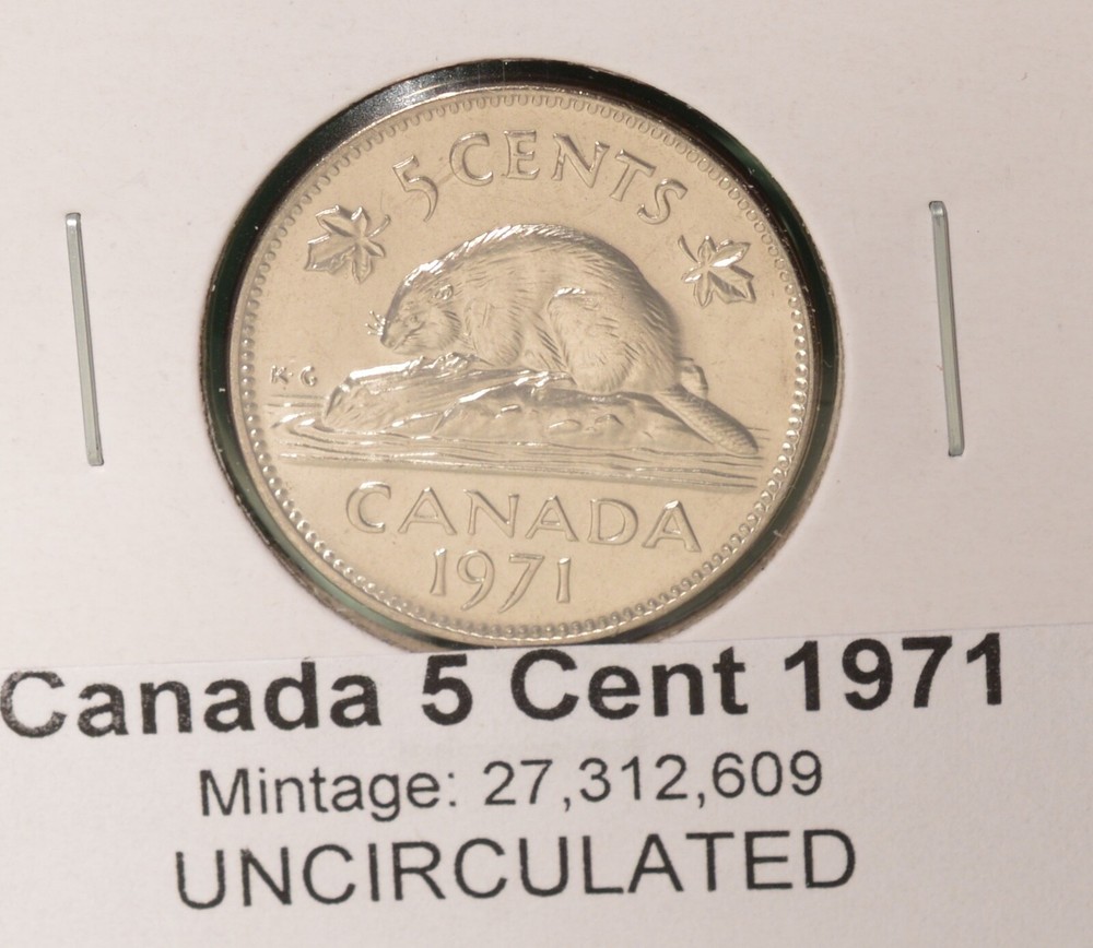 1971 Canada 5 Cent - UNCIRCULATED from Mint Roll 🇨🇦
