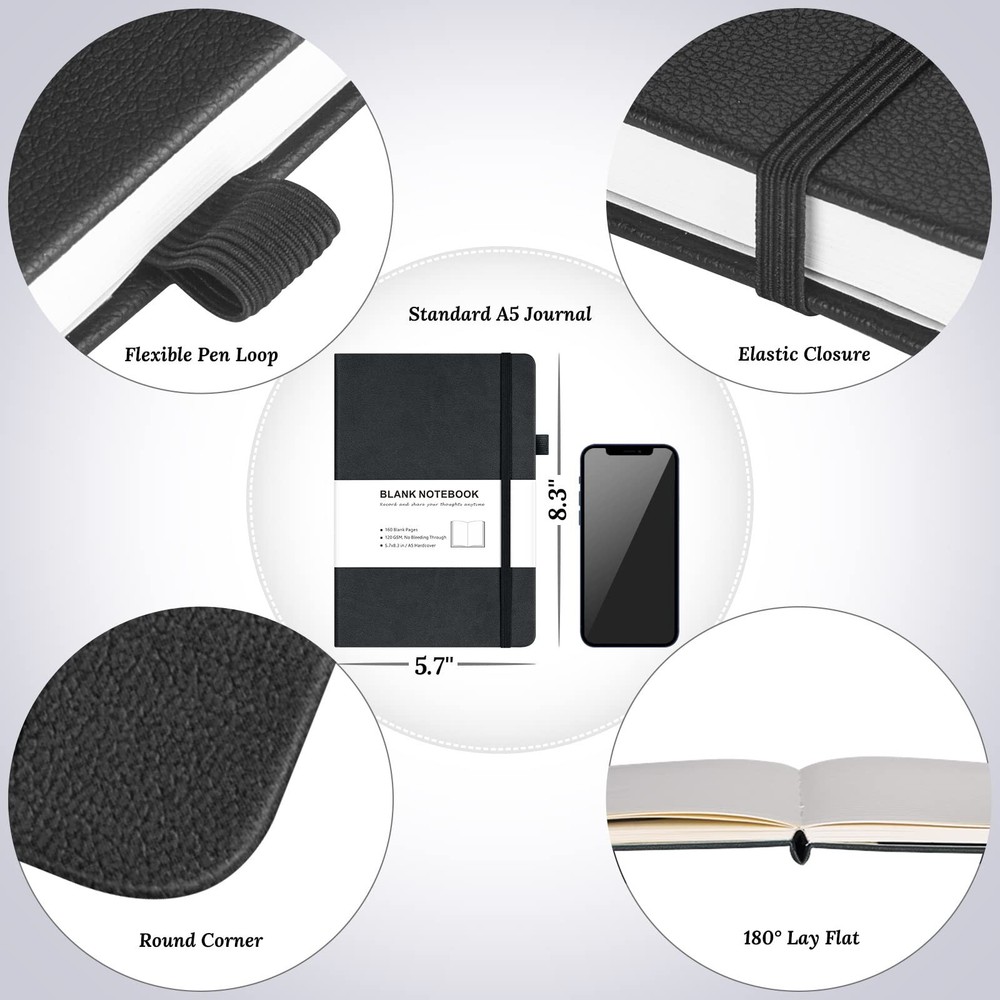 Blank Journal Notebook, 7 Pack Leather Unlined Notebook Journal for Women Men...