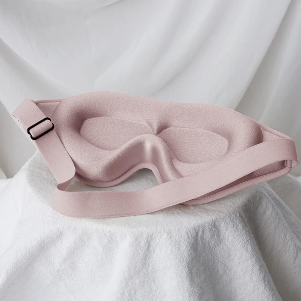 3D Contoured Sleep Mask - 99% Light Blocking, Adjustable & Breathable Pink