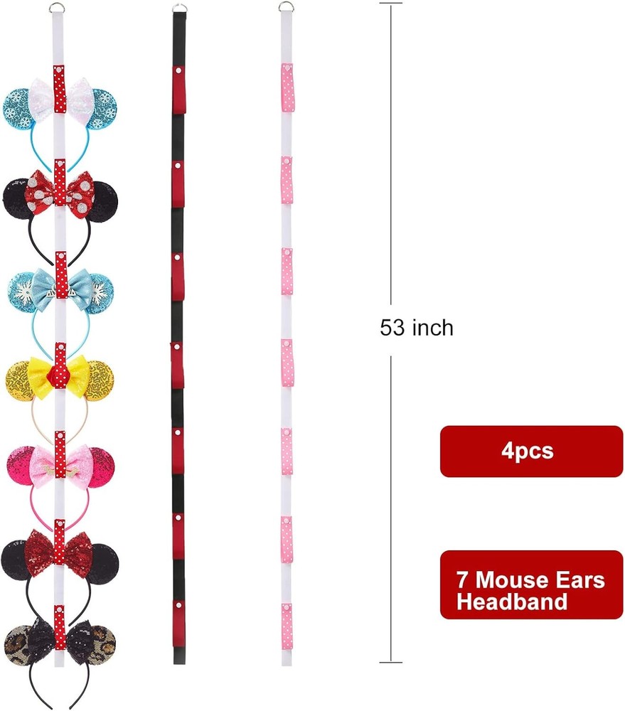 3Pcs Mouse Ears Headband Holder Headpiece Hanger Organizer