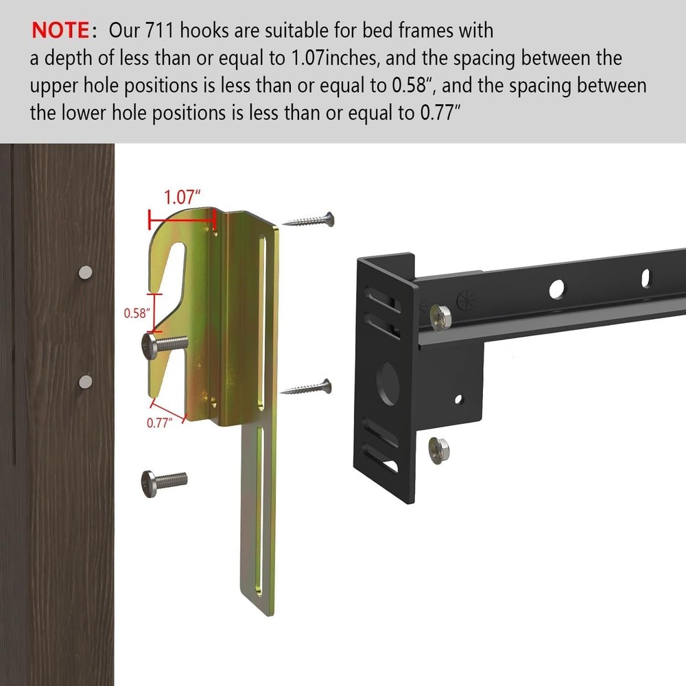 2Pcs 711 Bolt on to Hook Bed Frame Conversion Brackets with Metallic