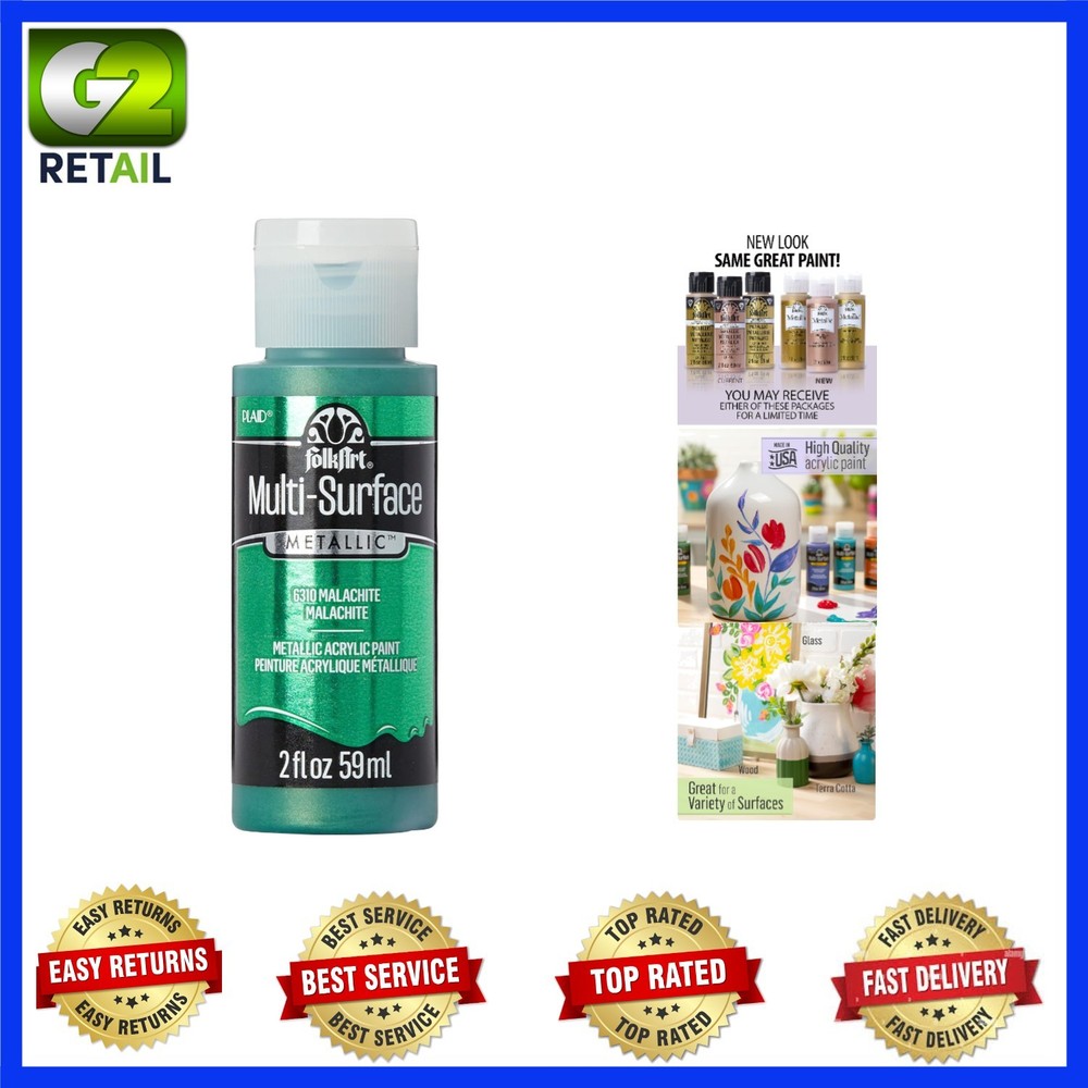 2 oz Multi-Surface Metallic Malachite Paint - Perfect for All Creative Projects